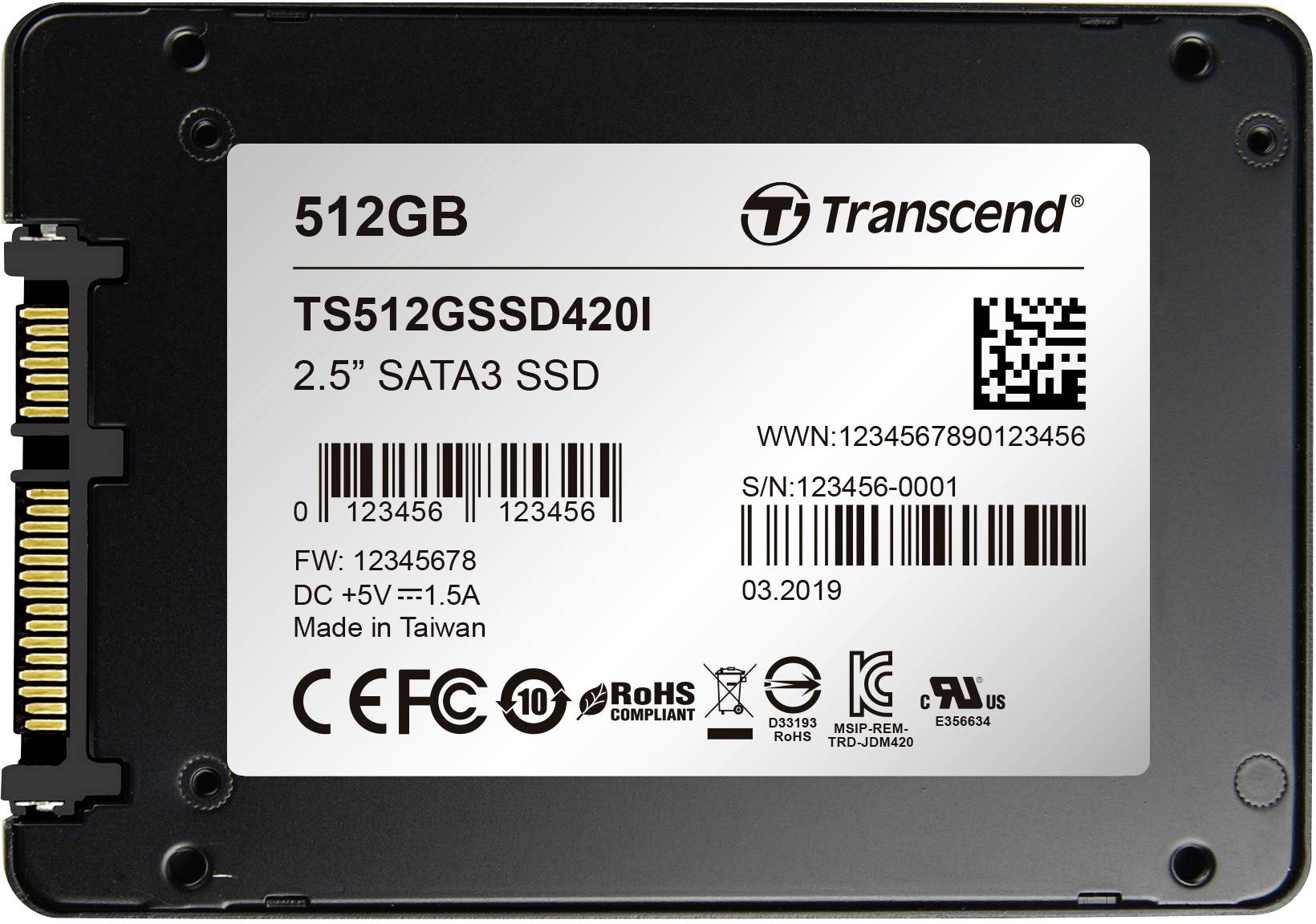 Transcend SSD420I 512GB Interne SATA SSD 6.35cm (2.5 Zoll) SATA 6 Gb/s Industrial TS512GSSD420I