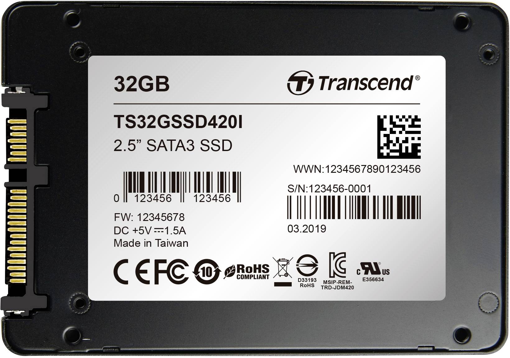 Transcend SSD420I 32GB Interne SATA SSD 6.35cm (2.5 Zoll) SATA 6 Gb/s Industrial TS32GSSD420I