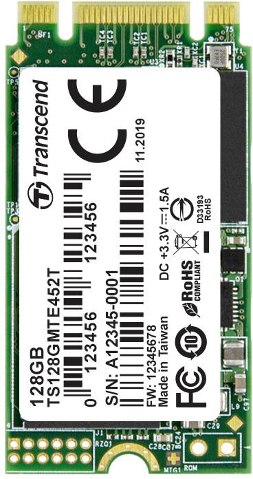 Transcend MTE452T 128GB Interne M.2 PCIe NVMe SSD 2242 M.2 NVMe PCIe 3.0 x2 Industrial TS128GMTE452T