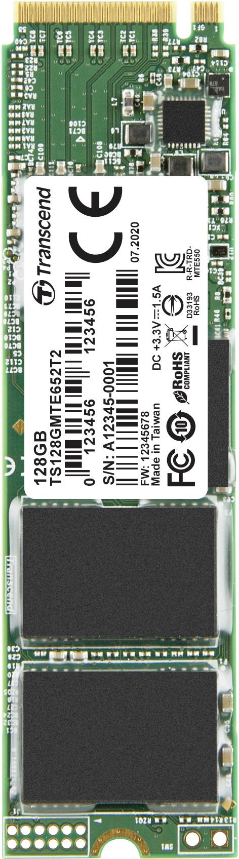 Transcend MTE652T2 128 GB Interne M.2 PCIe NVMe SSD 2280 PCIe NVMe 3.0 x4 Industrial TS128GMTE652T2