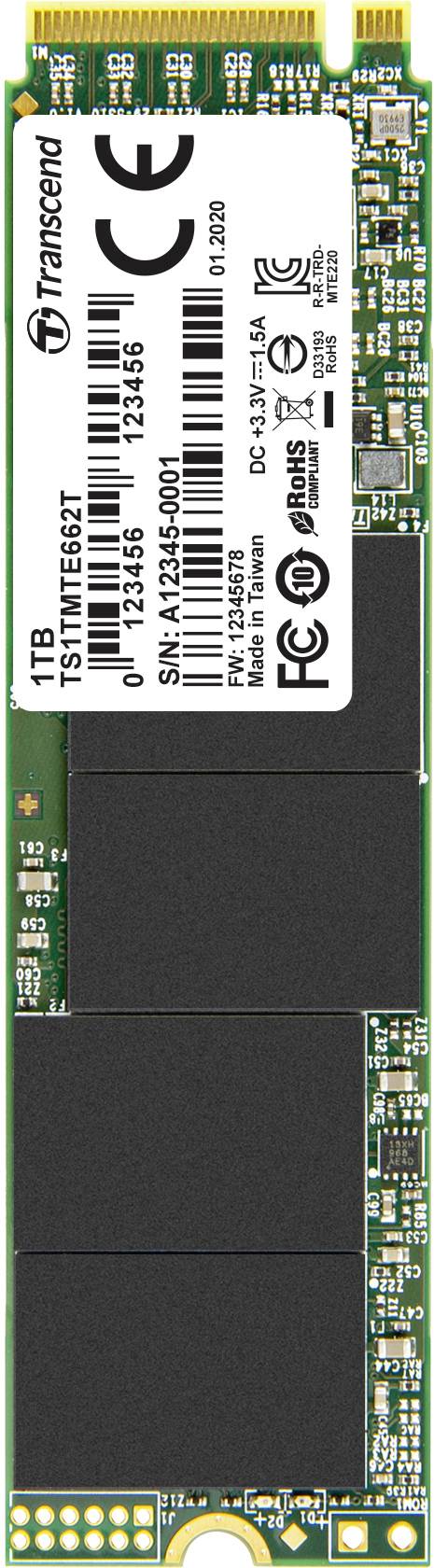 Transcend MTE662T 1 TB Interne M.2 PCIe NVMe SSD 2280 PCIe NVMe 3.0 x4 Industrial TS1TMTE662T