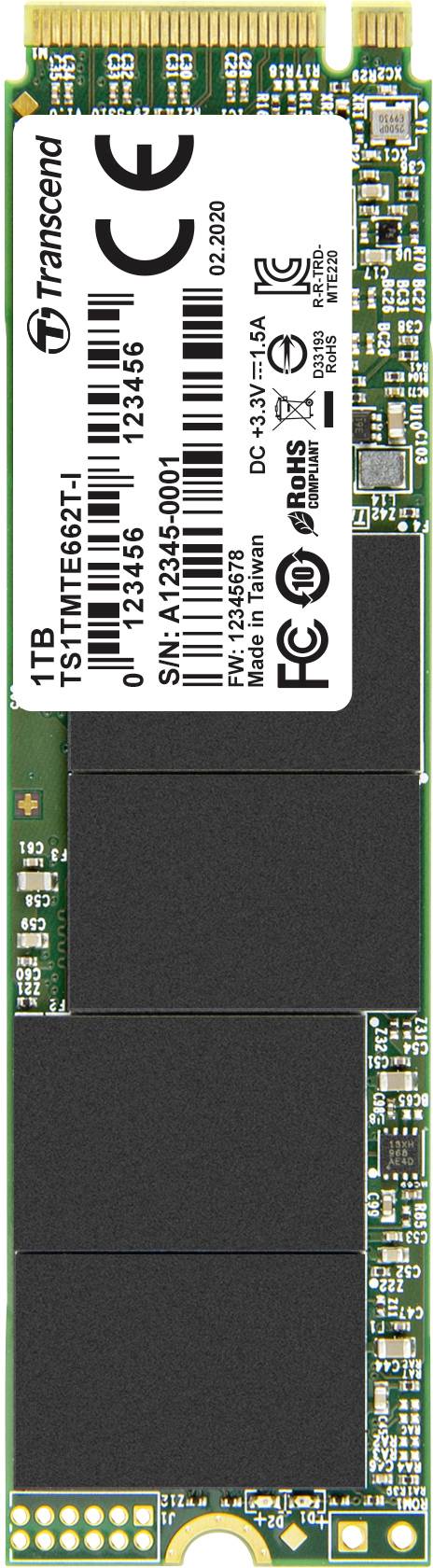 Transcend MTE662T-I 1TB Interne M.2 PCIe NVMe SSD 2280 PCIe NVMe 3.0 x4 Industrial TS1TMTE662T-I