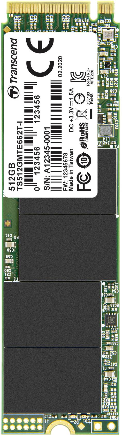 Transcend MTE662T-I 512GB Interne M.2 PCIe NVMe SSD 2280 PCIe NVMe 3.0 x4 Industrial TS512GMTE662T-I