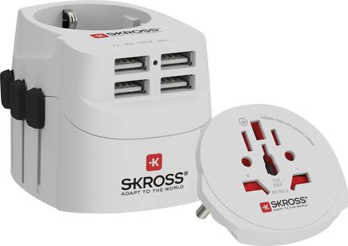 Skross 1302471 Reiseadapter PRO Light USB (4xA) - World