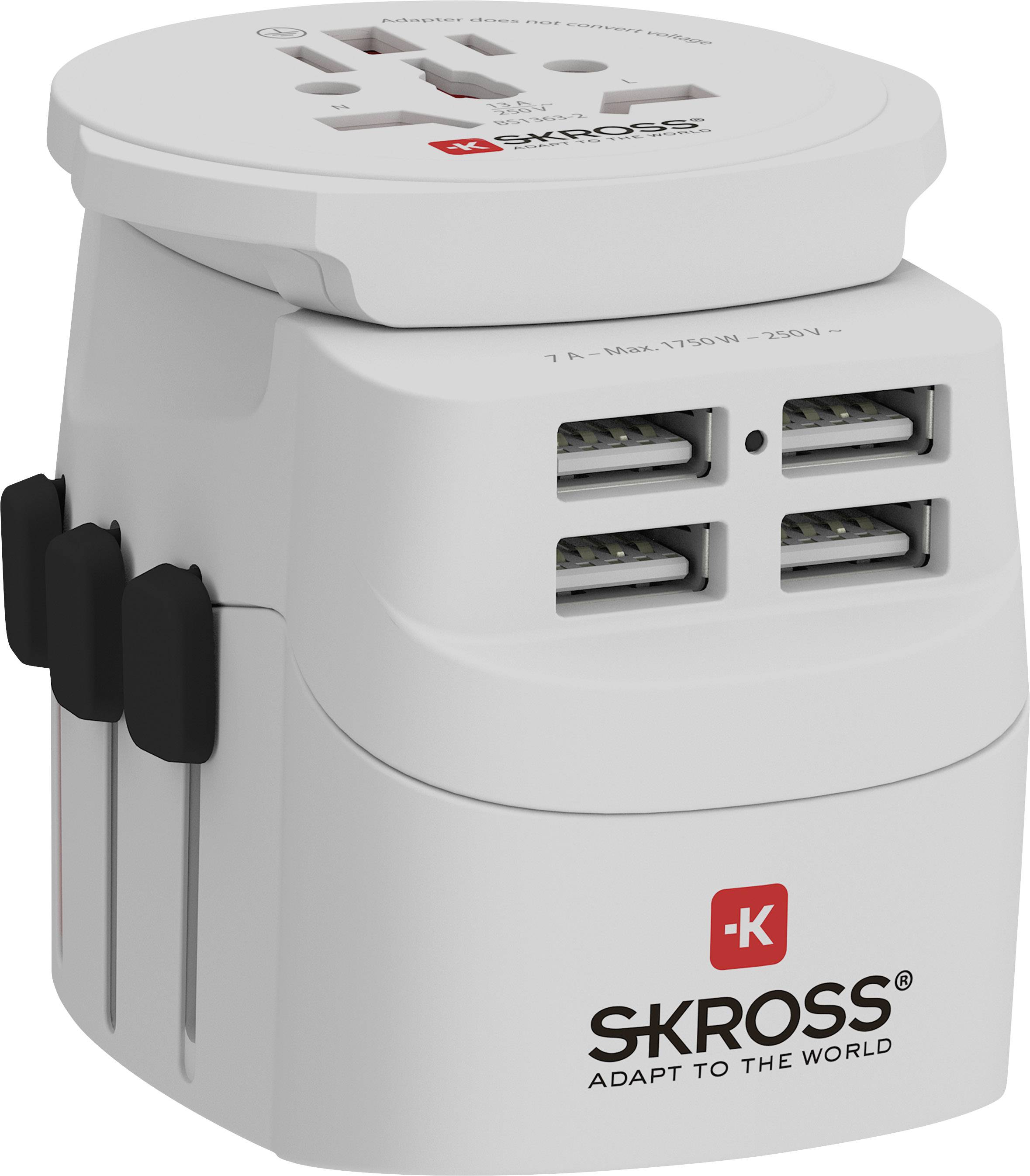 Skross 1302471 Reiseadapter PRO Light USB (4xA) - World