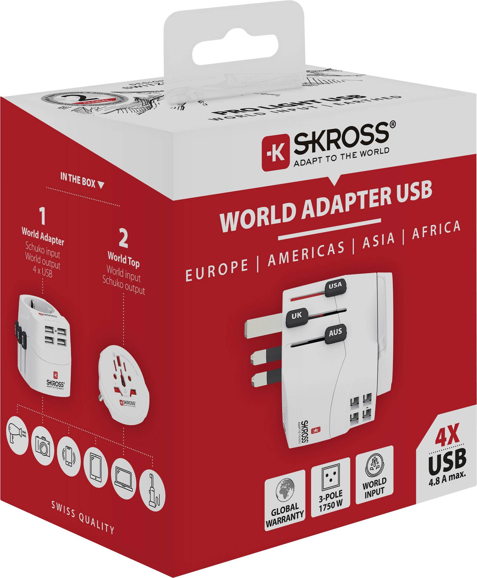 Skross 1302471 Reiseadapter PRO Light USB (4xA) - World