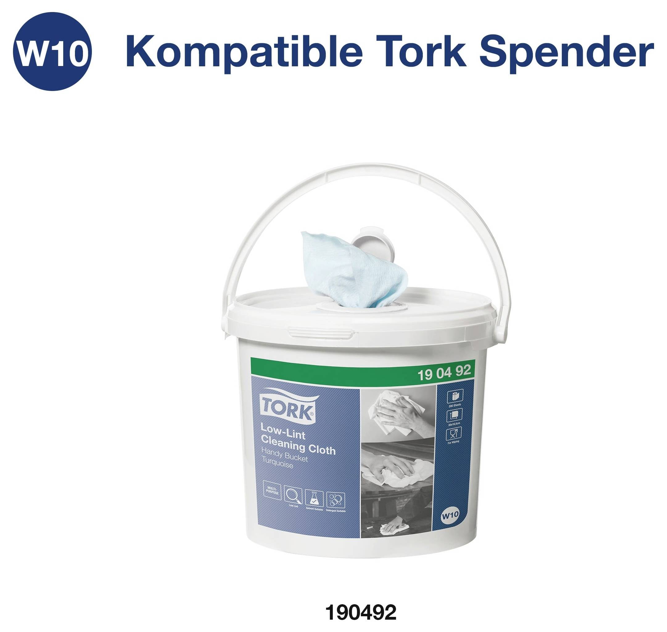 Tork Spender-Eimer 'W10' mit Reinigungstüchern; Produktbild mit Artikelnummer 190492.