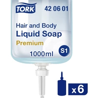 TORK Hair and Body 420601 Flüssigseife 1 l 6 St. TORK Hair and Body 420601 Flüssigseife 1 l 6 St.