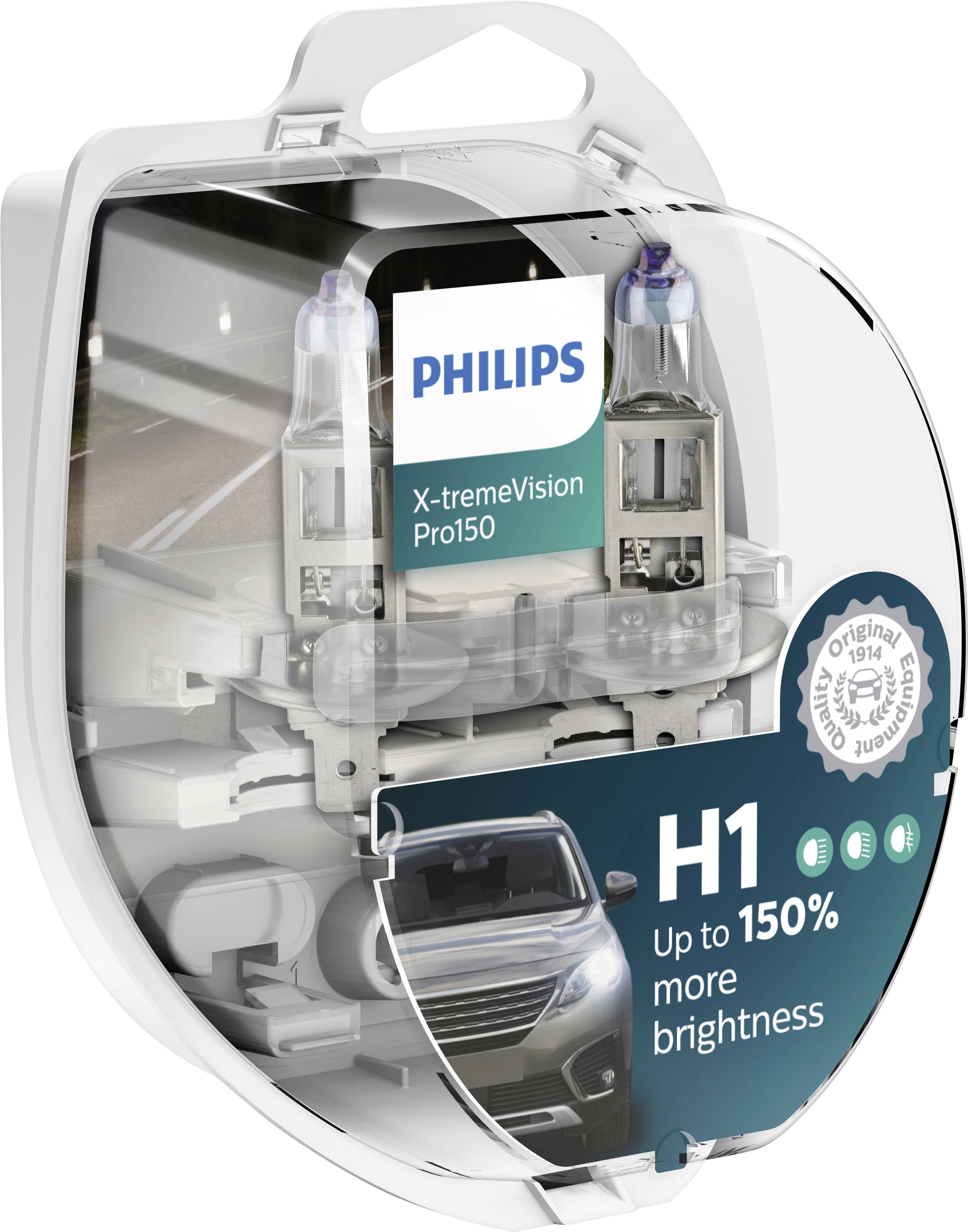 Philips Automotive 12258XVPS2 Halogen Leuchtmittel X-tremeVision H1 55W 12V