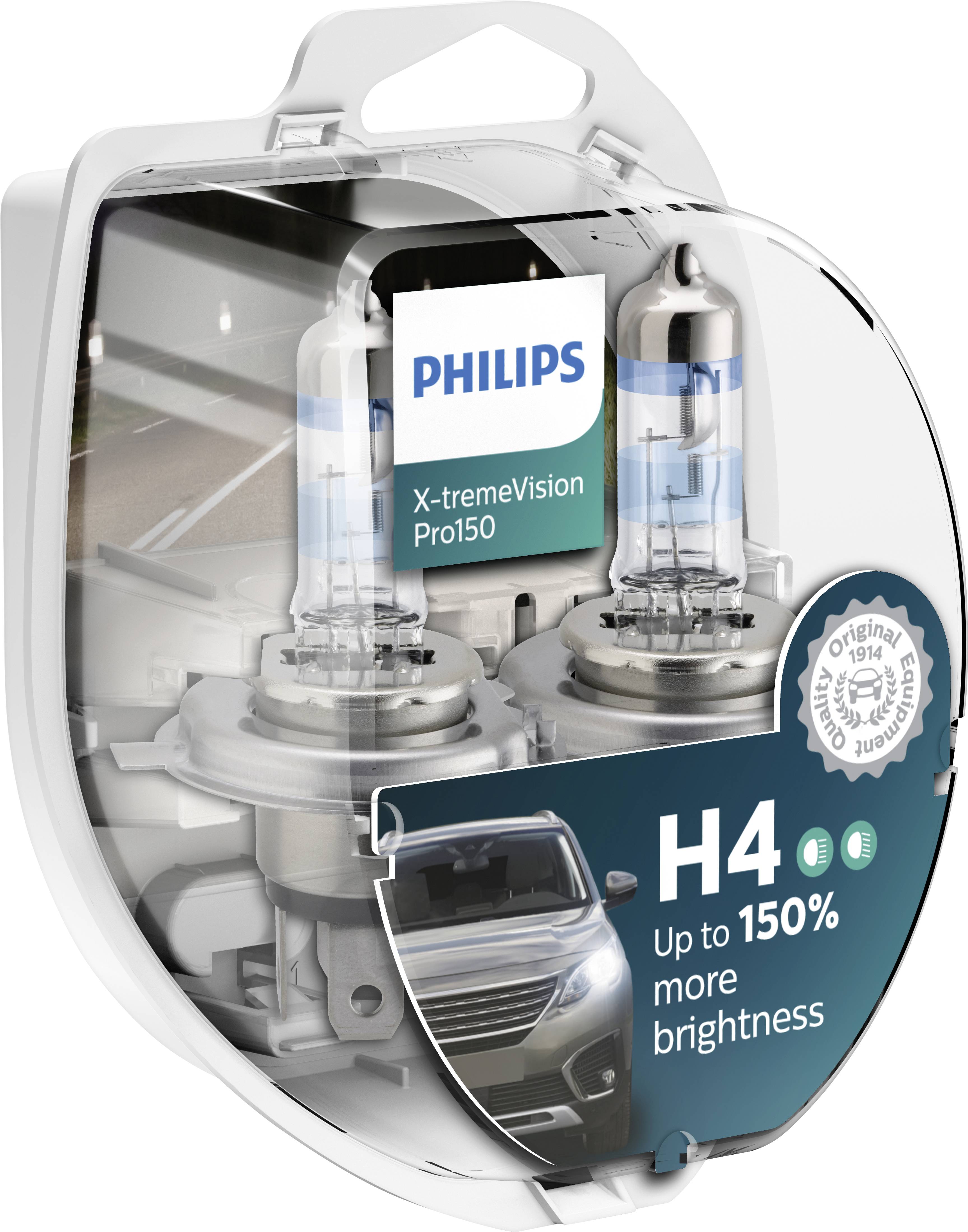 Philips Automotive 12342XVPS2 Halogen Leuchtmittel X-tremeVision H4 60/55W 12V