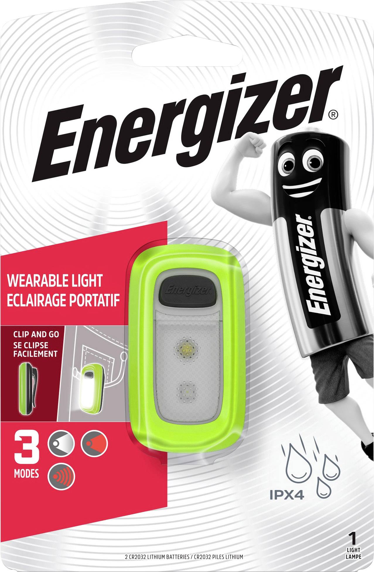 Energizer E301422001 Wearable Clip Light LED Camping-Leuchte 30lm batteriebetrieben Grün
