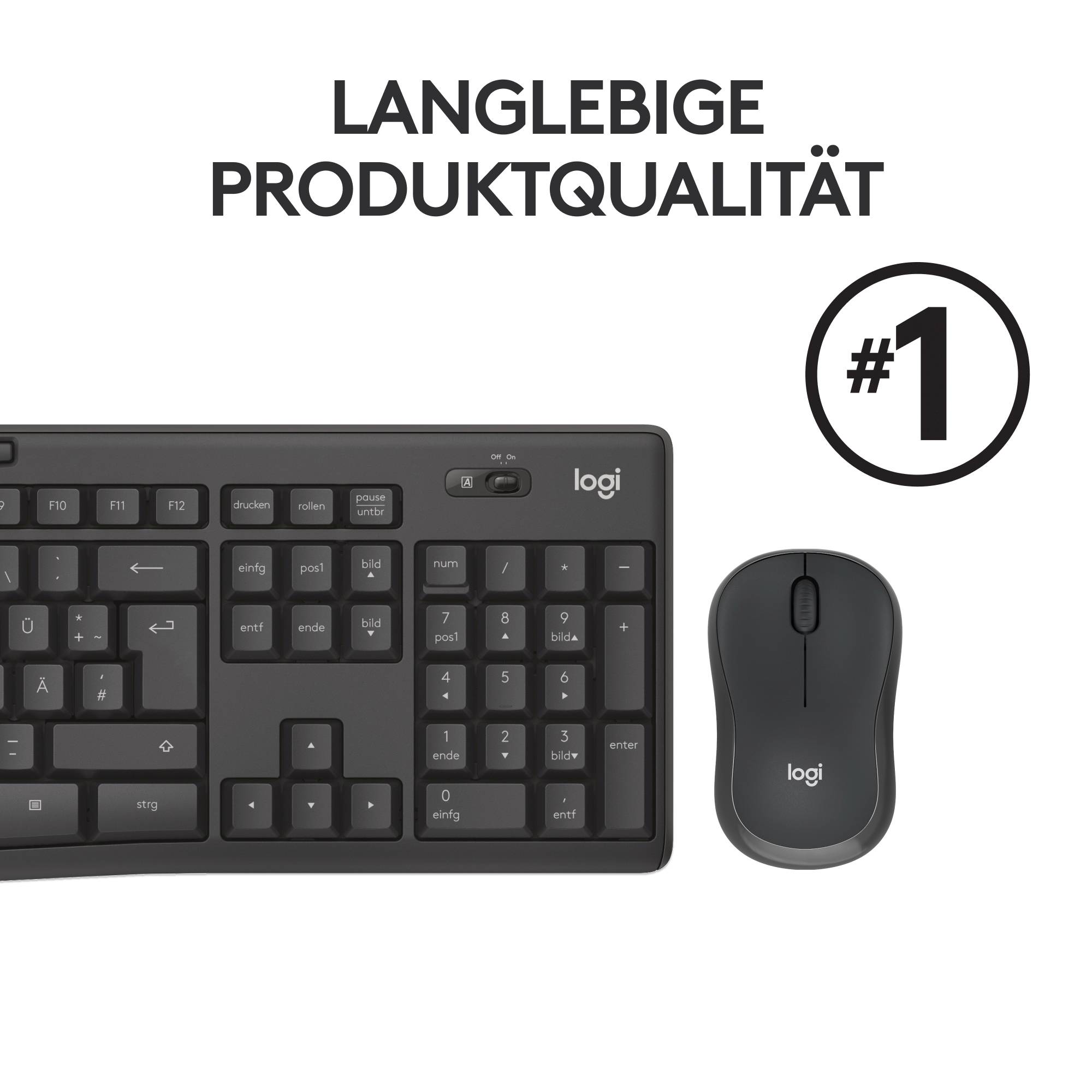 Logitech MK295 Kabellos Tastatur, Maus-Set Deutsch, QWERTZ Graphite