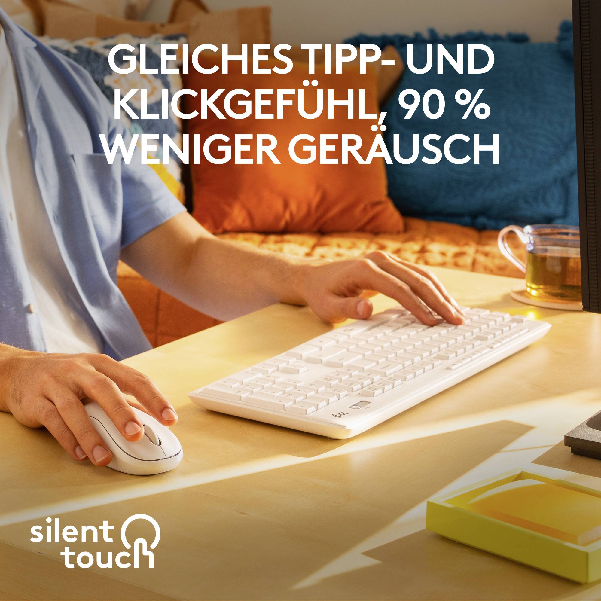 Logitech MK295 Kabellos Tastatur, Maus-Set Deutsch, QWERTZ Grauweiß