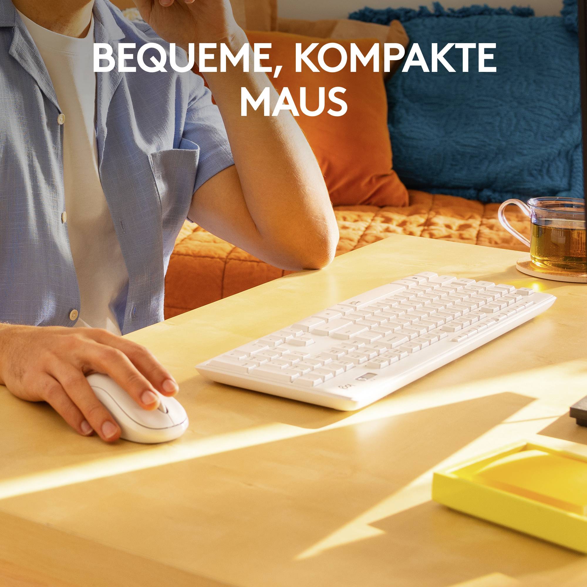 Logitech MK295 Kabellos Tastatur, Maus-Set Deutsch, QWERTZ Grauweiß