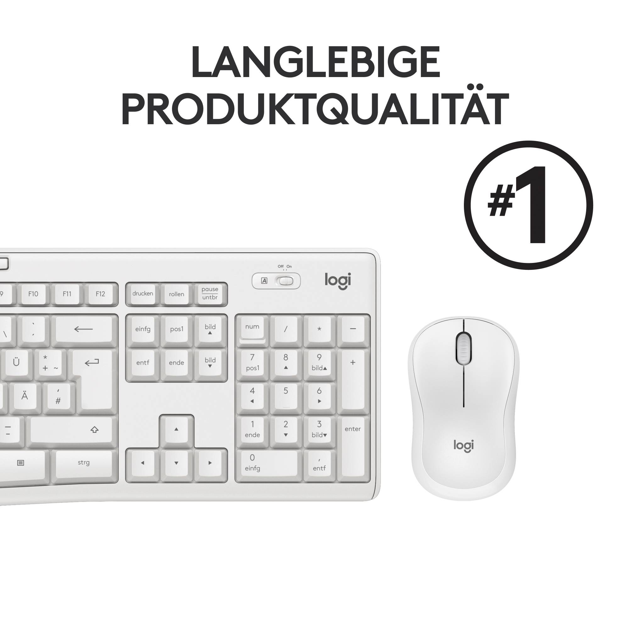 Logitech MK295 Kabellos Tastatur, Maus-Set Deutsch, QWERTZ Grauweiß
