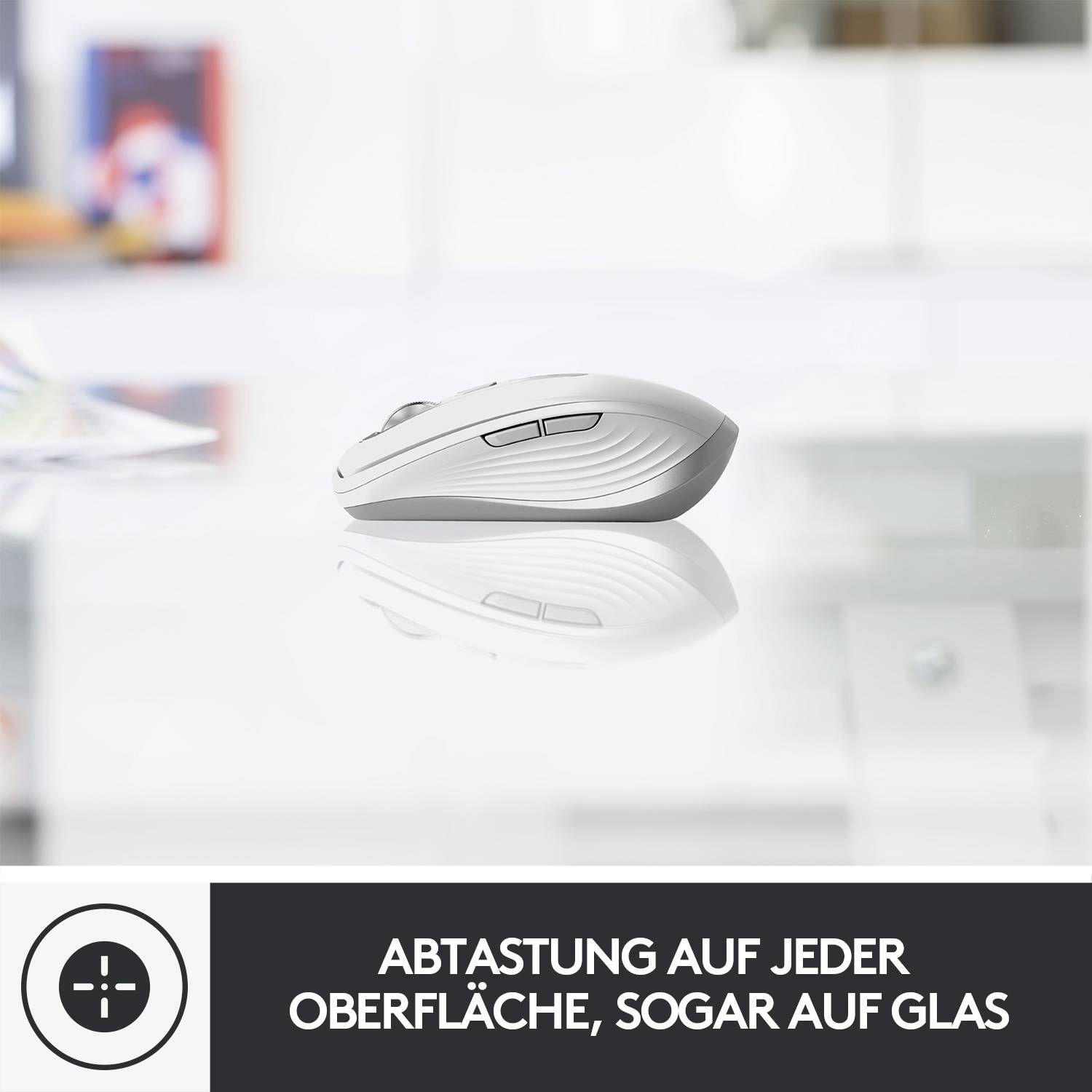 Logitech MX Anywhere 3 Mac Maus Bluetooth® Laser Hellgrau 6 Tasten 1000 dpi Wiederaufladbar