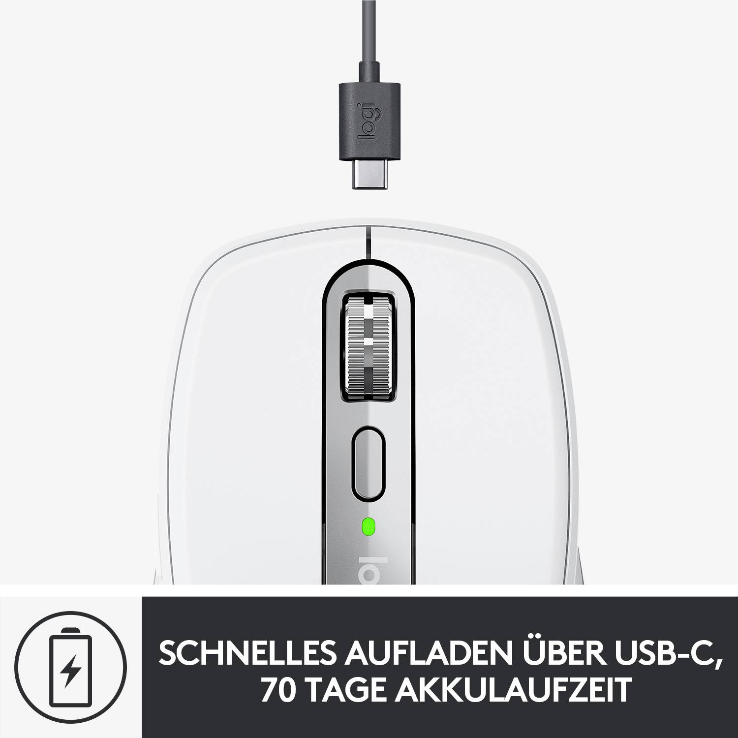 Logitech MX Anywhere 3 Mac Maus Bluetooth® Laser Hellgrau 6 Tasten 1000 dpi Wiederaufladbar