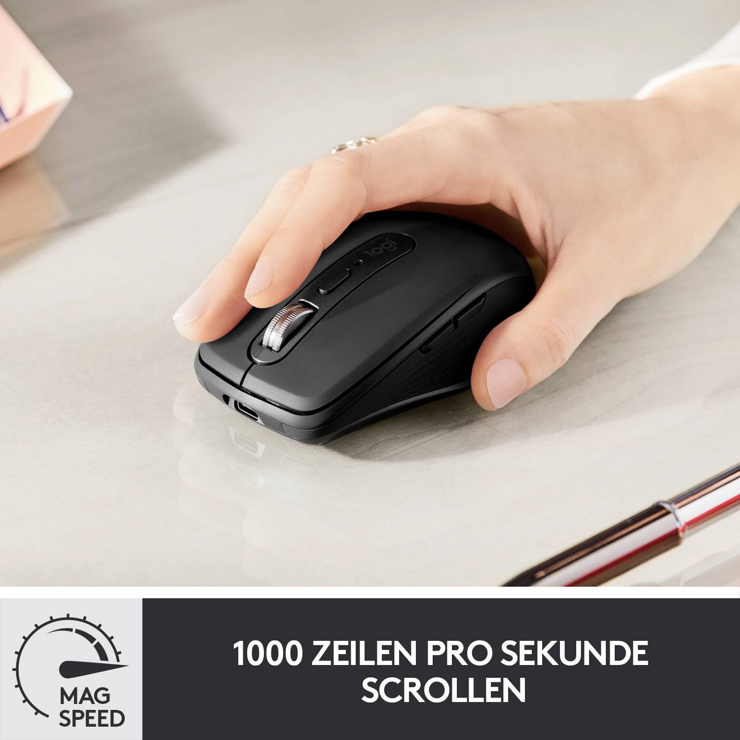 Logitech MX Anywhere 3 Maus Bluetooth®, Funk Laser Graphite 6 Tasten 1000 dpi Wiederaufladbar