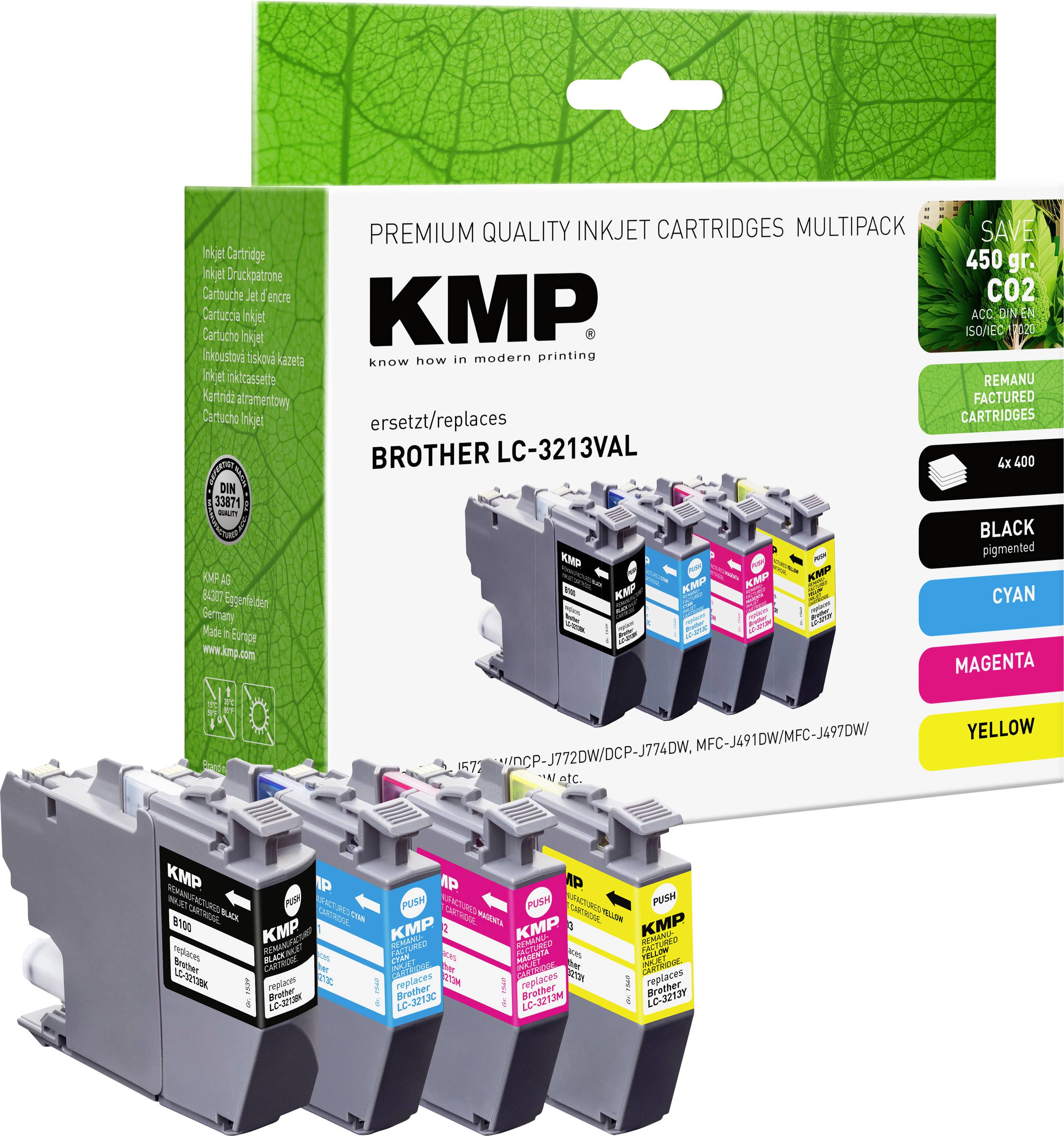 KMP Druckerpatrone ersetzt Brother LC-3213BK, LC-3213C, LC-3213M, LC-3213Y Kompatibel Kombi-Pack Co