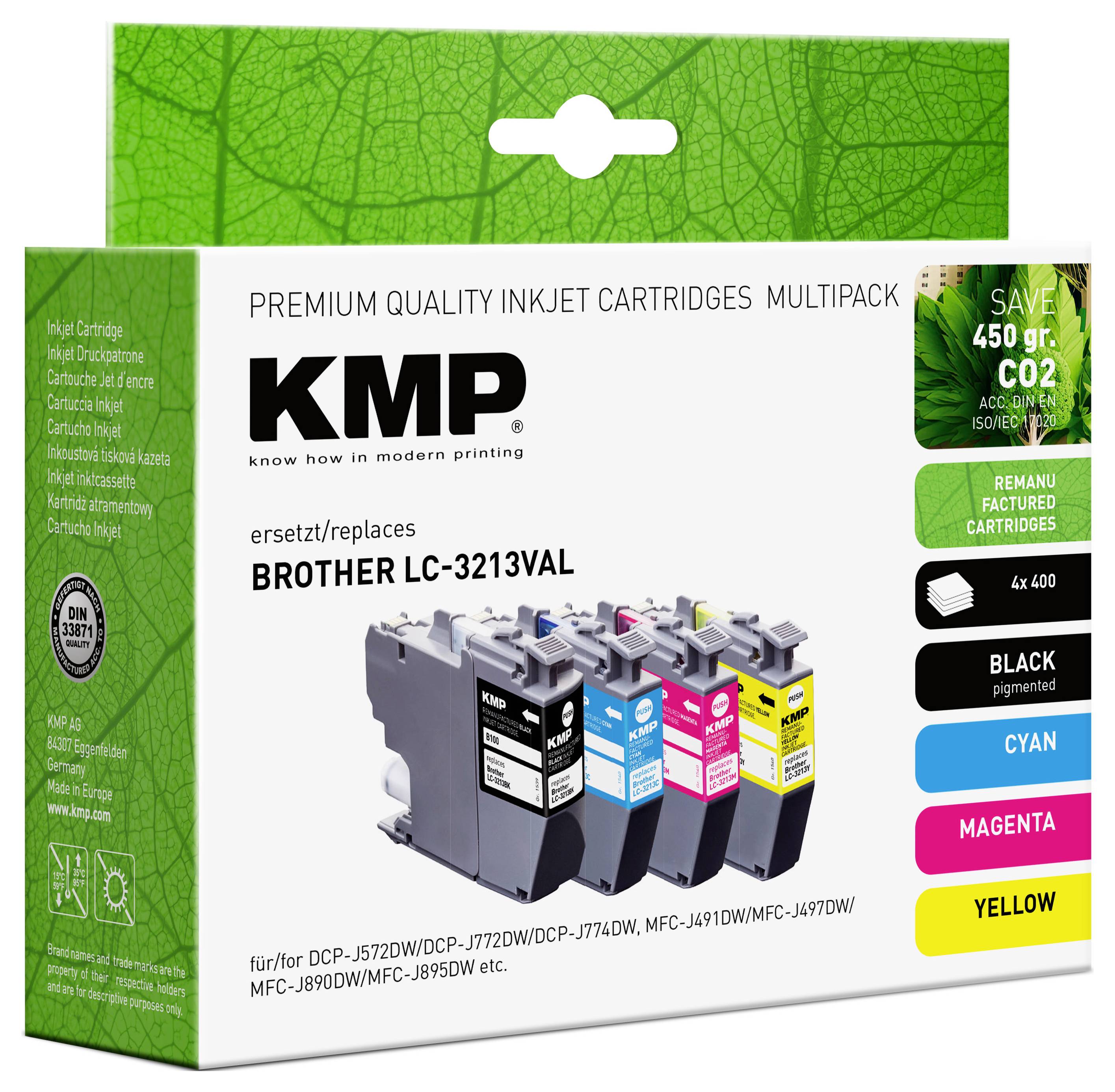 KMP Druckerpatrone ersetzt Brother LC-3213BK, LC-3213C, LC-3213M, LC-3213Y Kompatibel Kombi-Pack Color B101V 1539,4005