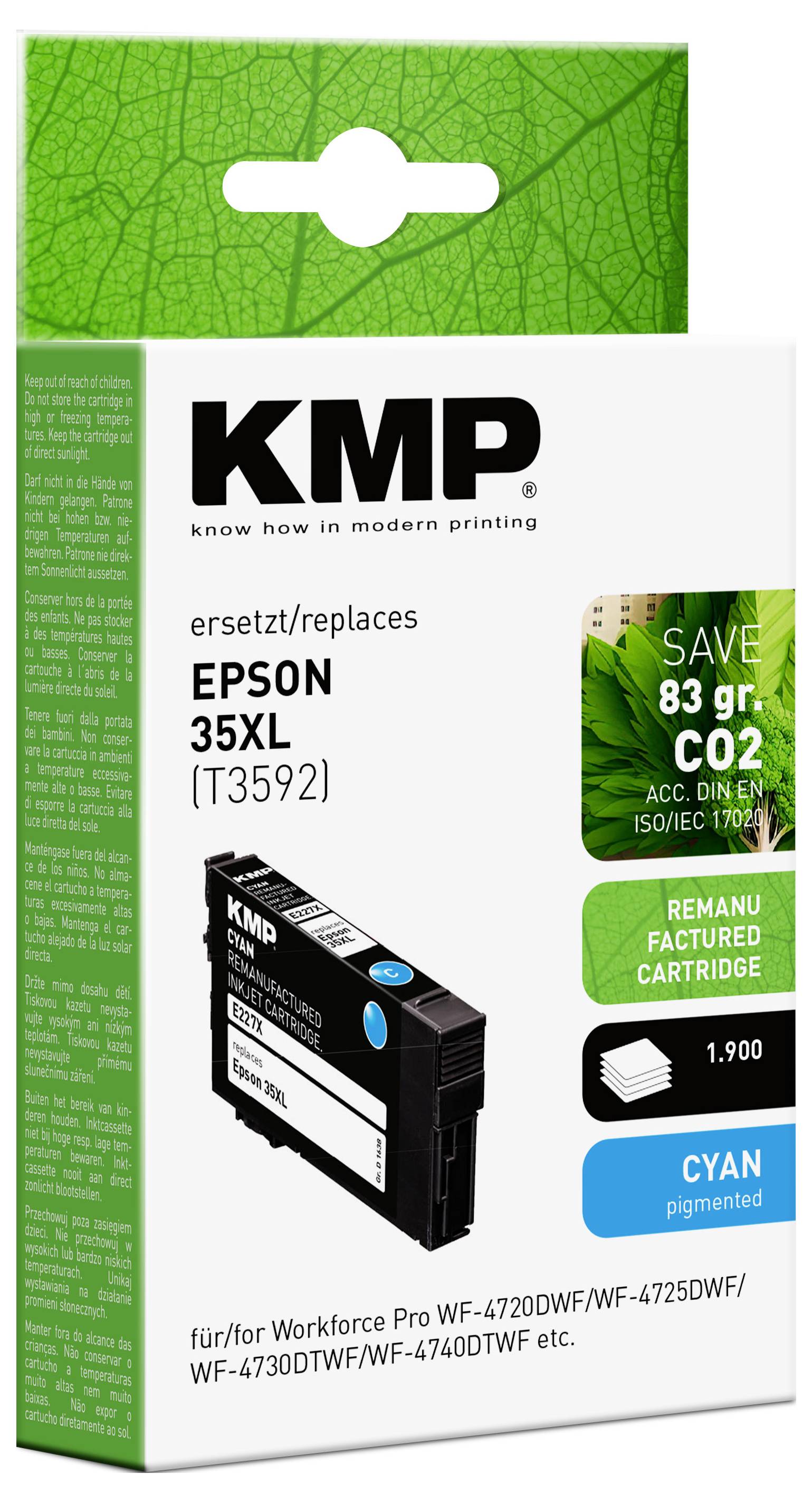 KMP Druckerpatrone ersetzt Epson 35XL, T3592 Kompatibel Cyan E227X 1638,4003