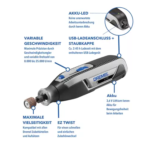 Dremel LITE 7760-15 EU F0137760JA Multifunktionswerkzeug inkl. Akku, mit Zubehör 3.6V 2.0Ah Dremel LITE 7760-15 EU F0137760JA Multifunktionswerkzeug inkl. Akku, mit Zubehör 3.6V 2.0Ah