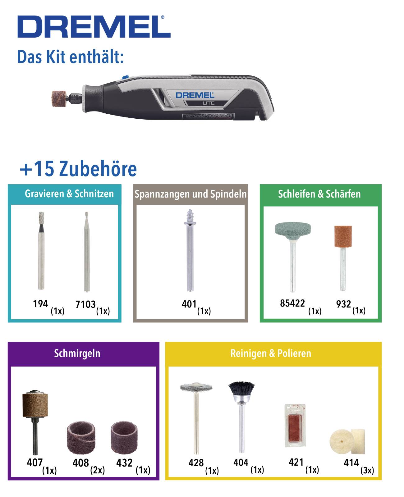 Dremel LITE 7760-15 EU F0137760JA Multifunktionswerkzeug inkl. Akku, mit Zubehör 3.6 V 2.0 Ah