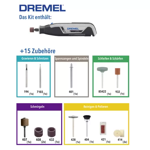 Dremel LITE 7760-15 EU F0137760JA Multifunktionswerkzeug inkl. Akku, mit Zubehör 3.6V 2.0Ah Dremel LITE 7760-15 EU F0137760JA Multifunktionswerkzeug inkl. Akku, mit Zubehör 3.6V 2.0Ah
