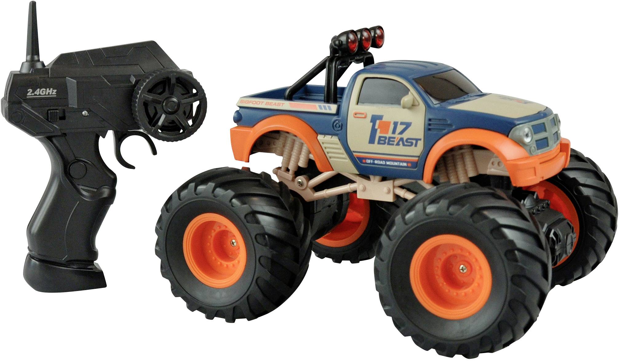 Amewi Orange, Blau Brushed 1:18 RC Modellauto Elektro Monstertruck Heckantrieb (2WD) RtR 2,4 GHz
