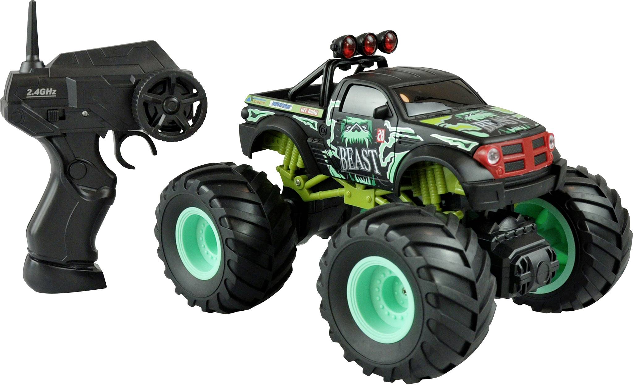 Amewi Grün Brushed 1:18 RC Modellauto Elektro Monstertruck Heckantrieb (2WD) RtR 2,4 GHz