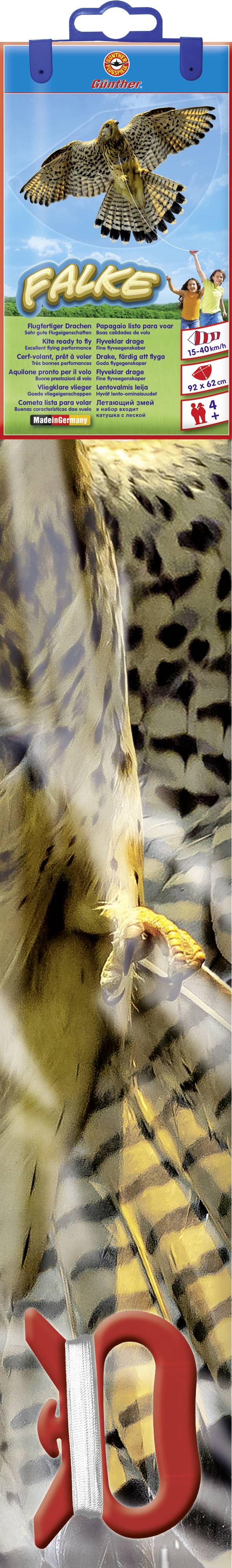 Günther Flugspiele Einleiner Drachen FALKE Spannweite (Details) 920 mm Windstärken-Eignung 3 - 6 bf