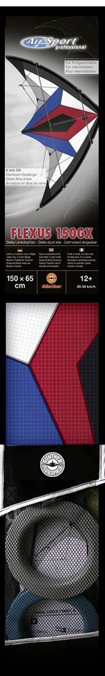 Günther Flugspiele Sport-Lenkdrachen FLEXUS 150 GX Spannweite (Details) 1500mm Windstärken-Eignung 4 - 7 bft