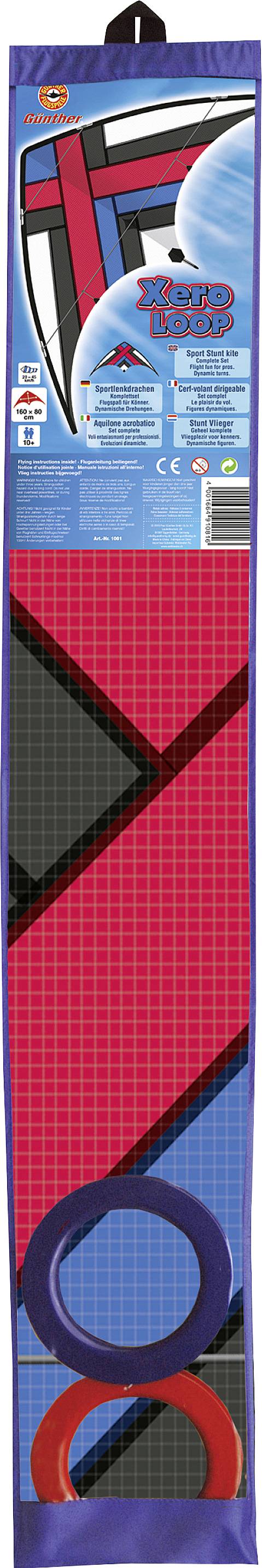 Günther Flugspiele Sport-Lenkdrachen XERO LOOP Spannweite (Details) 1600mm Windstärken-Eignung 4 - 6 bft