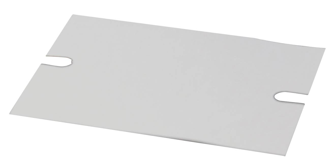 Eine weiße, rechteckige Plastik- oder Kartonhülle mit Aussparungen an den kurzen Seiten für einfachen Zugang zum Inhalt.