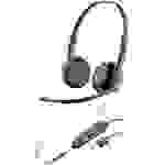 Plantronics Blackwire C3225 binaural Telefon On Ear Headset kabelgebunden Stereo Schwarz Mikrofon-Rauschunterdrückung, Noise