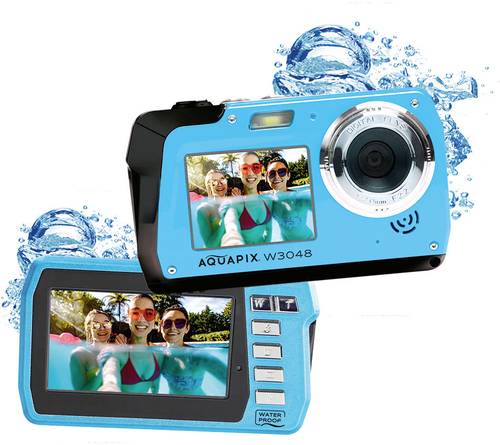 Easypix W3048 I Edge Digitalkamera 48 Megapixel Ice, Blue Unterwasserkamera, Frontdisplay  - Onlineshop Voelkner