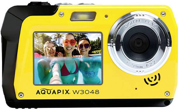 Aquapix W3048-Y Edge Yellow Digitalkamera 48 Megapixel Gelb Unterwasserkamera, Frontdisplay