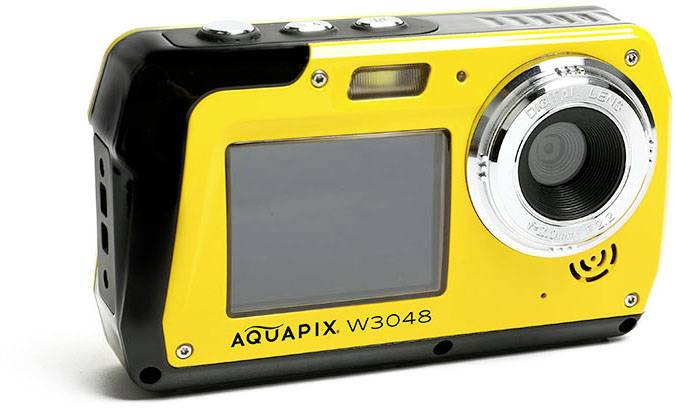 Aquapix W3048-Y Edge Yellow Digitalkamera 48 Megapixel Gelb Unterwasserkamera, Frontdisplay