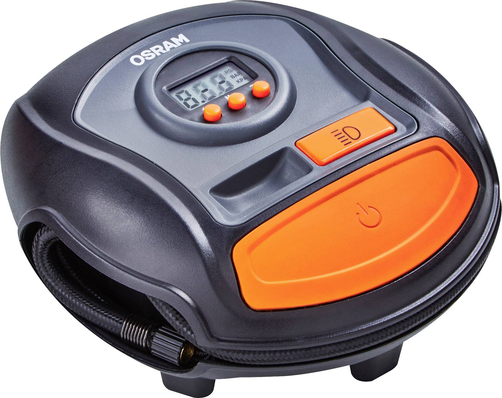 Osram Automotive OTI450 Kompressor 12V Adapter zum Betrieb per Kabel, Digitales Display, Kabelfach/-aufnahme, mit Arbeitslampe