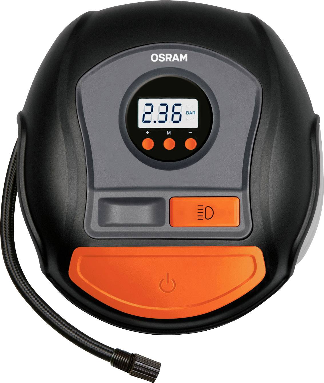 Osram Automotive OTI450 Kompressor 12V Adapter zum Betrieb per Kabel, Digitales Display, Kabelfach/-aufnahme, mit Arbeitslampe