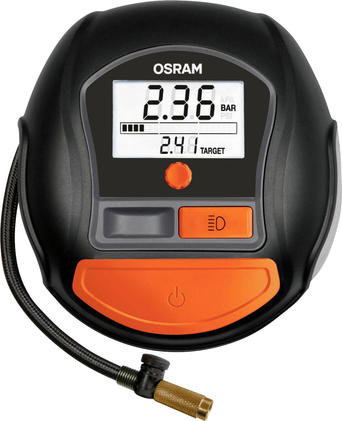 Osram Automotive OTI1000 Kompressor Digitales Display, Überlastungsschutz, mit Arbeitslampe, Kabelfach/-aufnahme