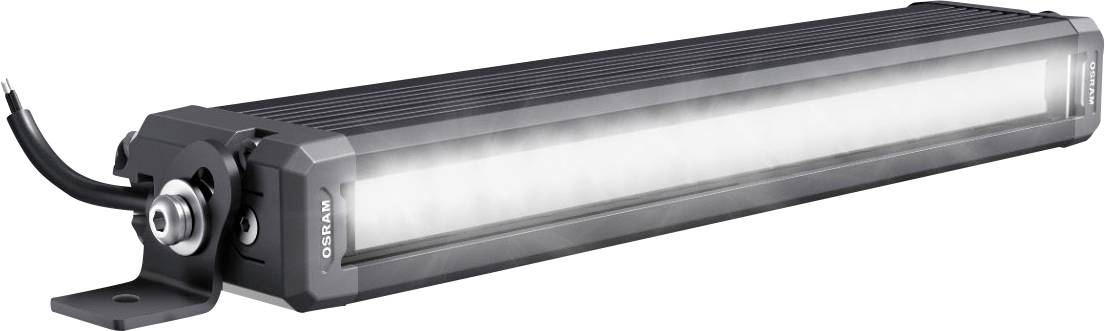 LED-Leuchte in länglicher Form mit schwarzem Gehäuse, montierbar mit Metallhalterung. Markenname 'Osram' auf der Seite sichtbar.
