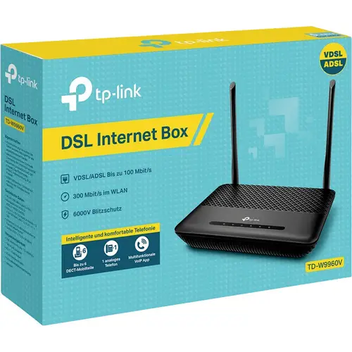 TP-LINK TD-W9960v(DE) WLAN Router Integriertes Modem: VDSL, ADSL 2.4 GHz 300 MBit/s TP-LINK TD-W9960v(DE) WLAN Router Integriertes Modem: VDSL, ADSL 2.4 GHz 300 MBit/s