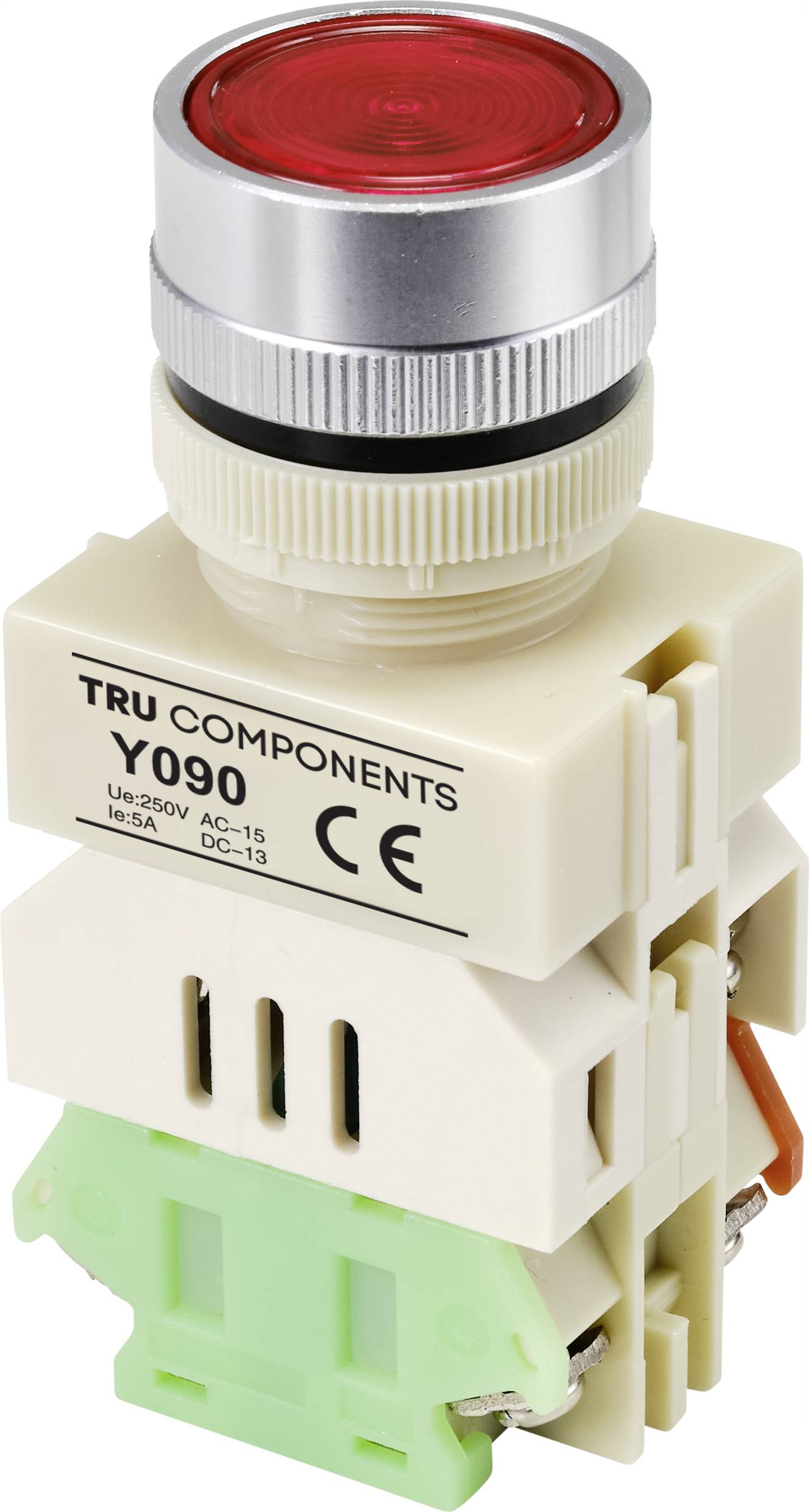 TRU COMPONENTS TC-9219080 Y090 Drucktaster 250 V/AC 5 A 1 x Ein/(Ein) tastend Rot (Ø) 30 mm 1 St.