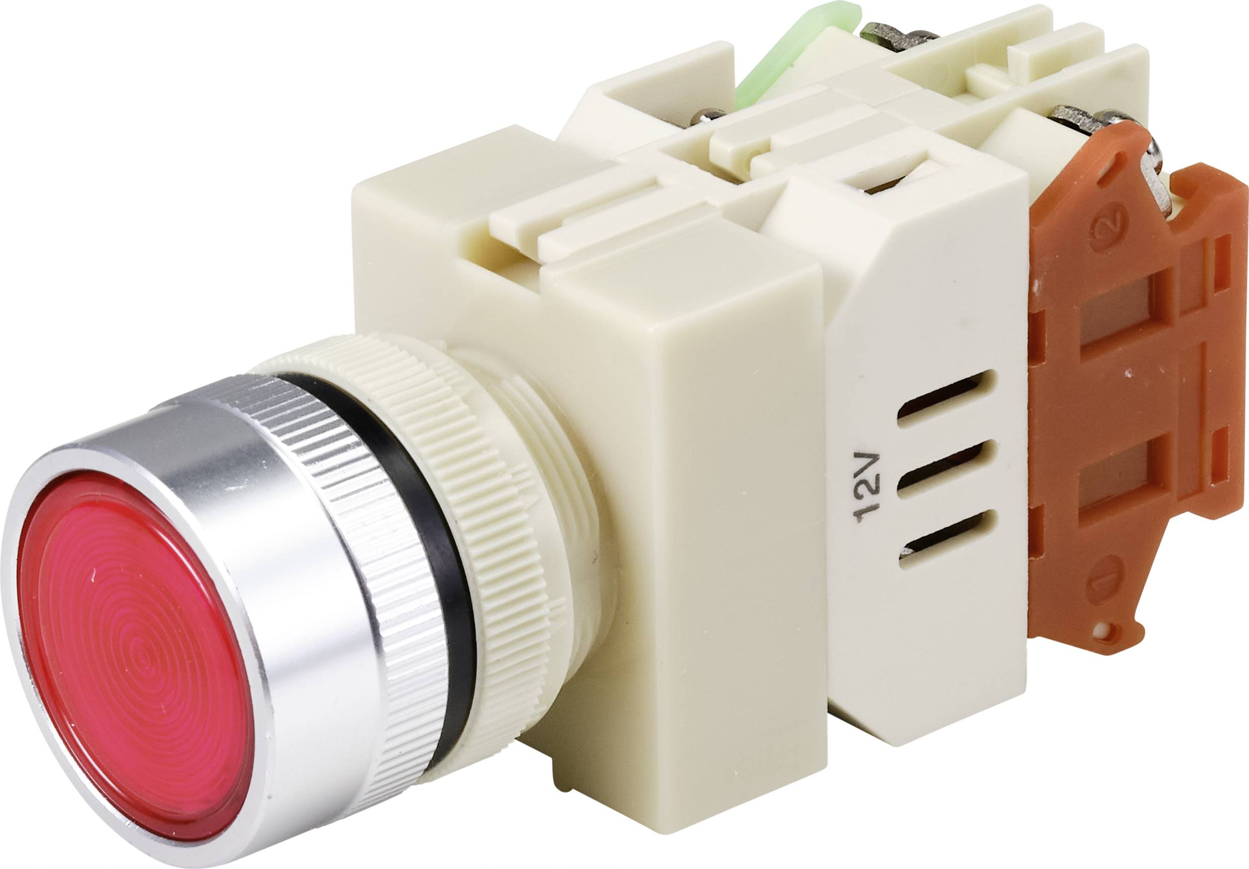 TRU COMPONENTS TC-9219080 Y090 Drucktaster 250 V/AC 5A 1 x Ein/(Ein) tastend Rot (Ø) 30mm 1St.