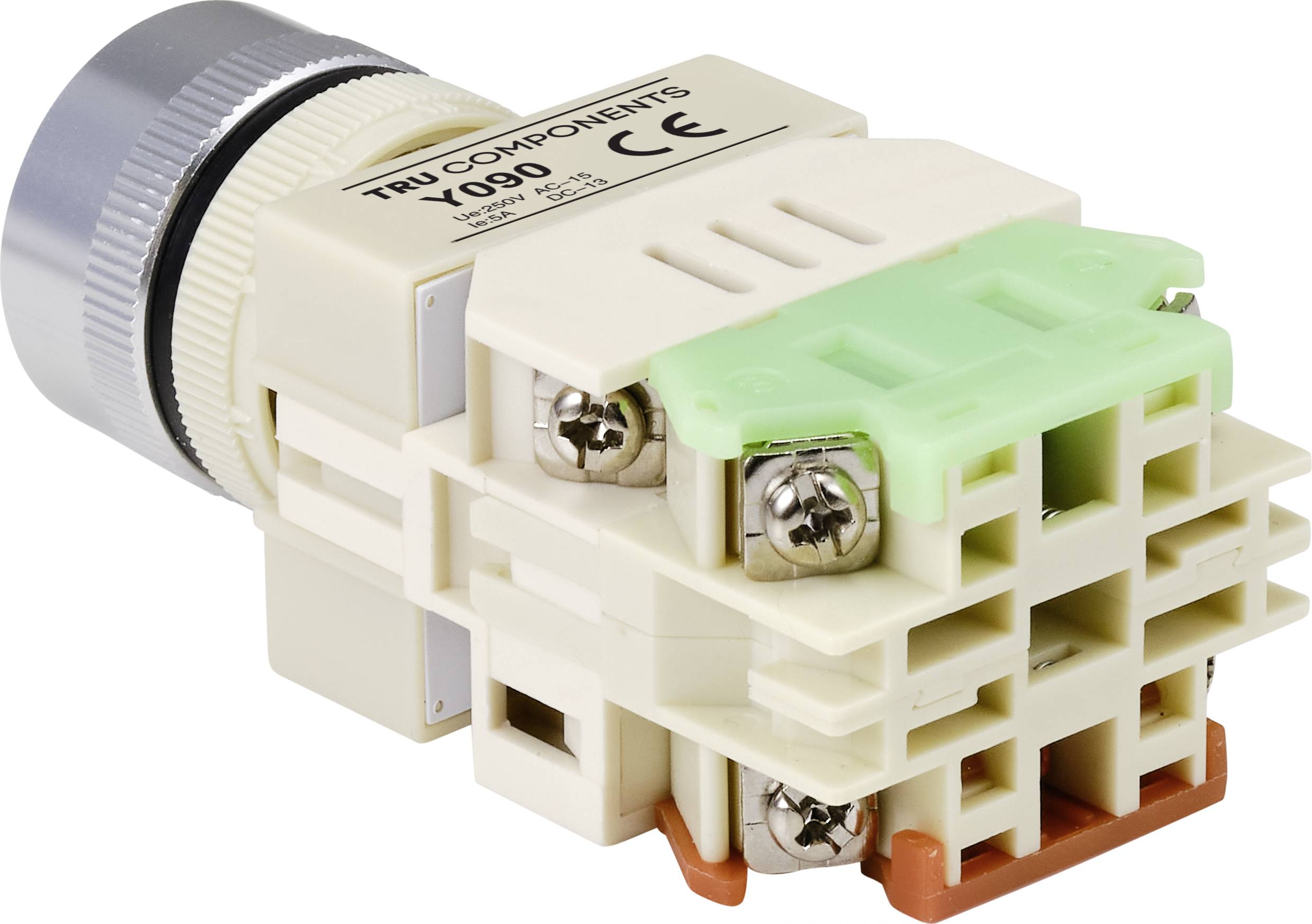 TRU COMPONENTS TC-9219084 Y090 Drucktaster 250 V/AC 5A 1 x Ein/(Ein) tastend Grün (Ø) 30mm 1St.