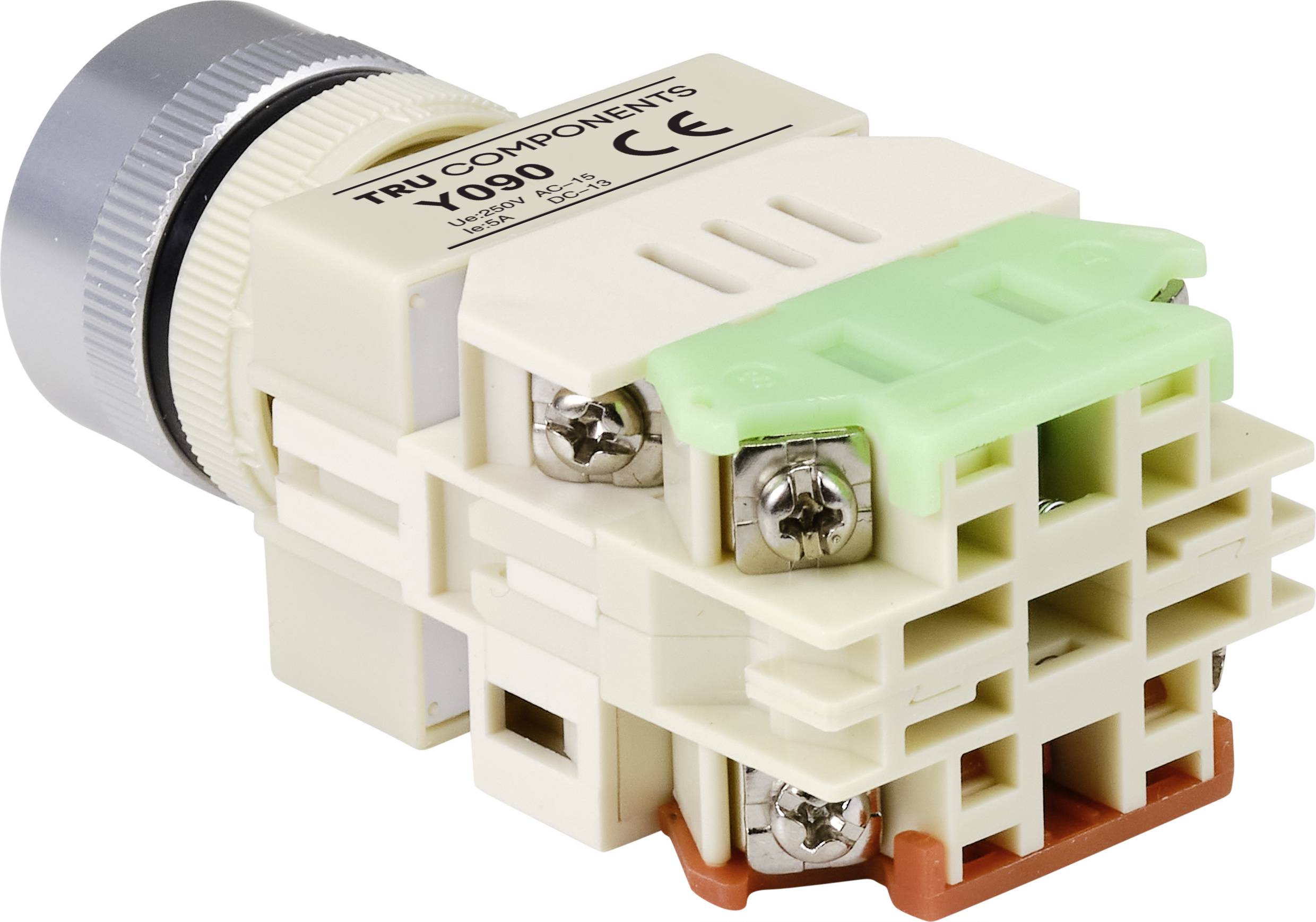 TRU COMPONENTS TC-9219088 Y090 Drucktaster 250 V/AC 5A 1 x Ein/(Ein) tastend Weiß (Ø) 30mm 1St.