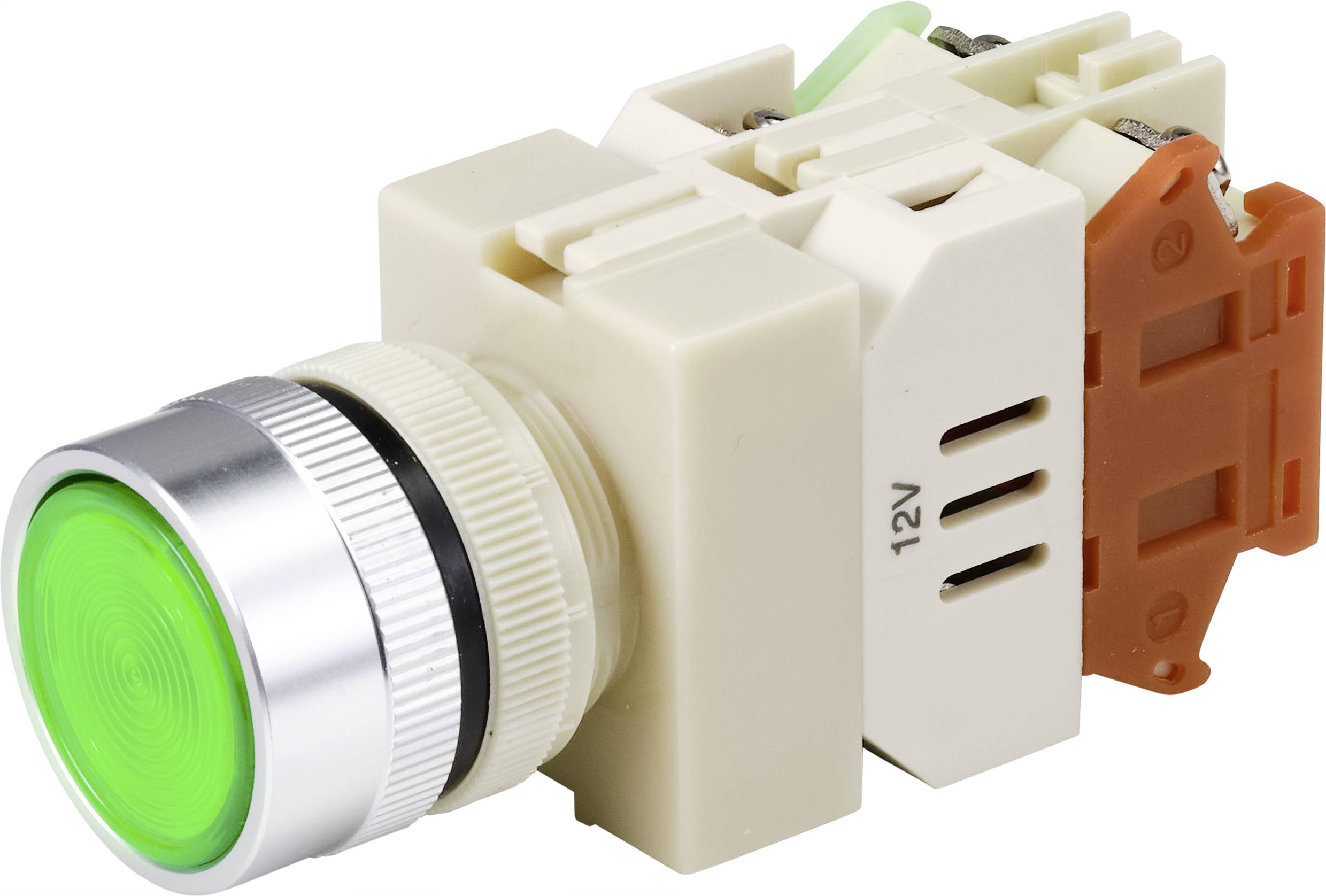 TRU COMPONENTS TC-9219092 Y090 Drucktaster 250 V/AC 5A 1 x Ein/(Ein) rastend Grün (Ø) 30mm 1St.