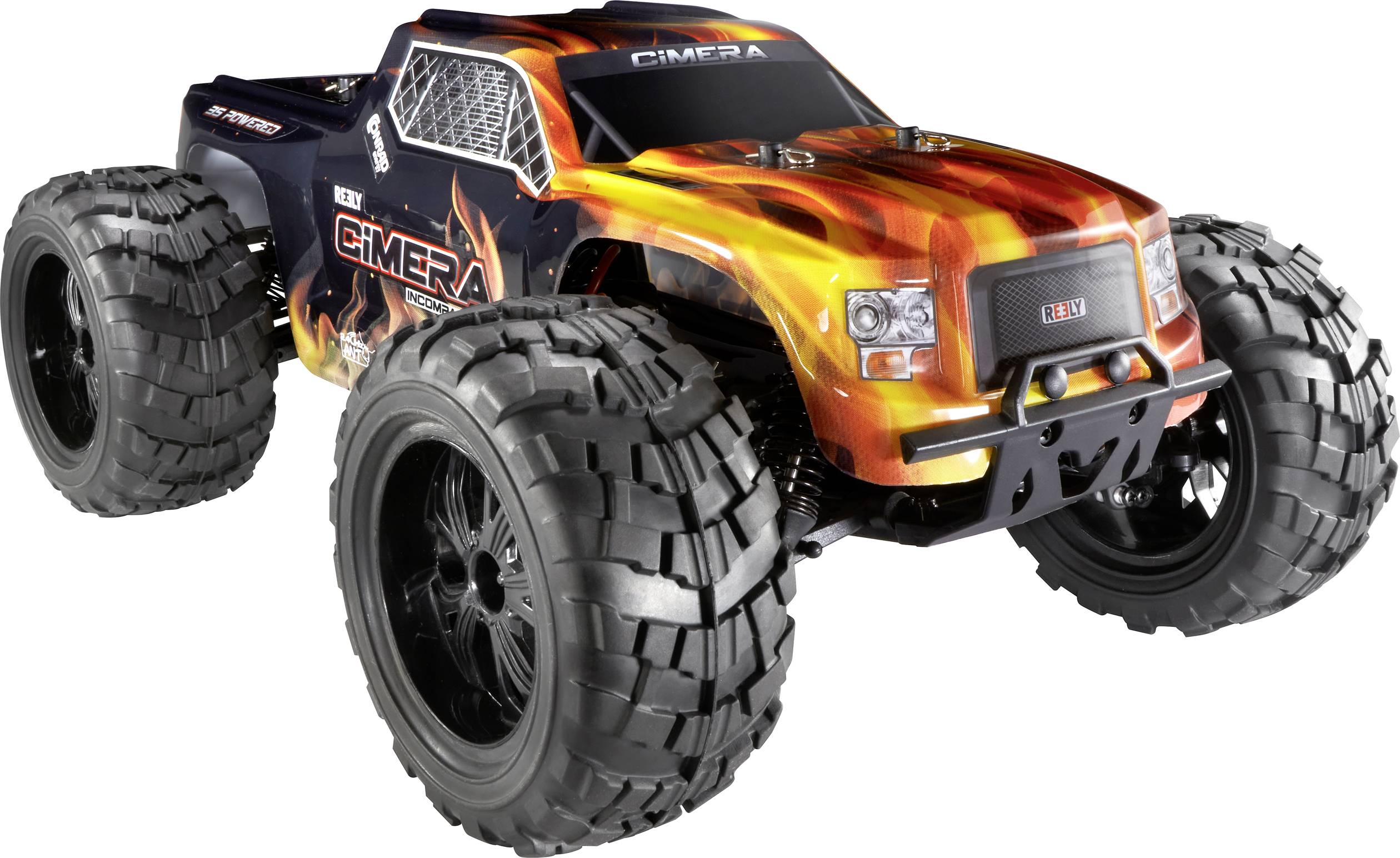 Reely Cimera Schwarz Brushless 1:10 RC Modellauto Elektro Monstertruck Allradantrieb (4WD) 100% RtR 2,4 GHz Inkl. Akku und Ladegerät