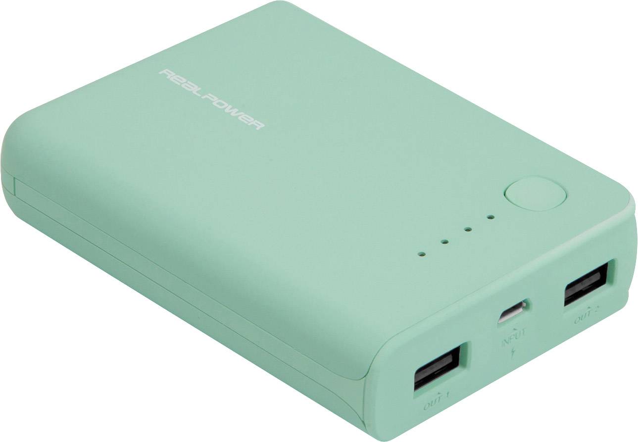 RealPower PB-10k Powerbank 10000 mAh Li-Ion Opal Blue